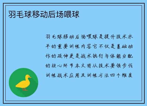 羽毛球移动后场喂球
